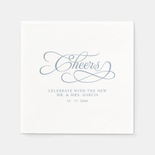 Servilleta De Papel Bravo Elegante Caligrafía para Boda Polvo Azul