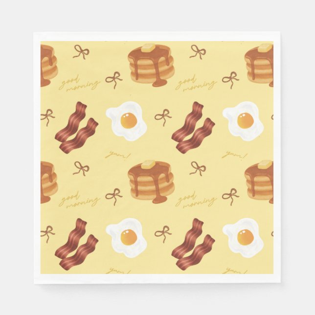Servilleta De Papel Breakfast Brunch Theme Bacon Eggs Pancakes Pattern (Anverso)