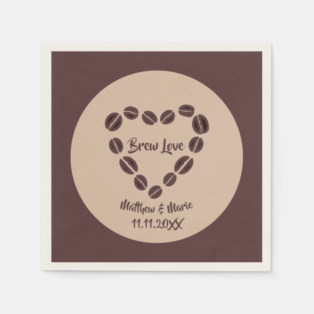 Servilleta De Papel Brew Love Coffee Bean Heart (Anverso)