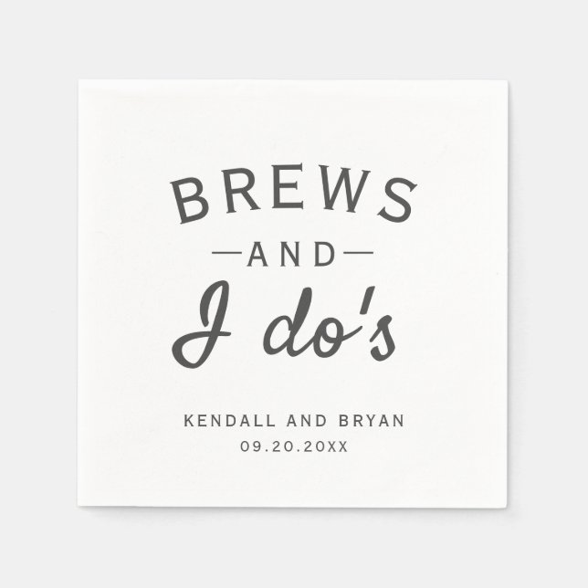 Servilleta De Papel Brews y el Boda de cervecería de I Do (Anverso)