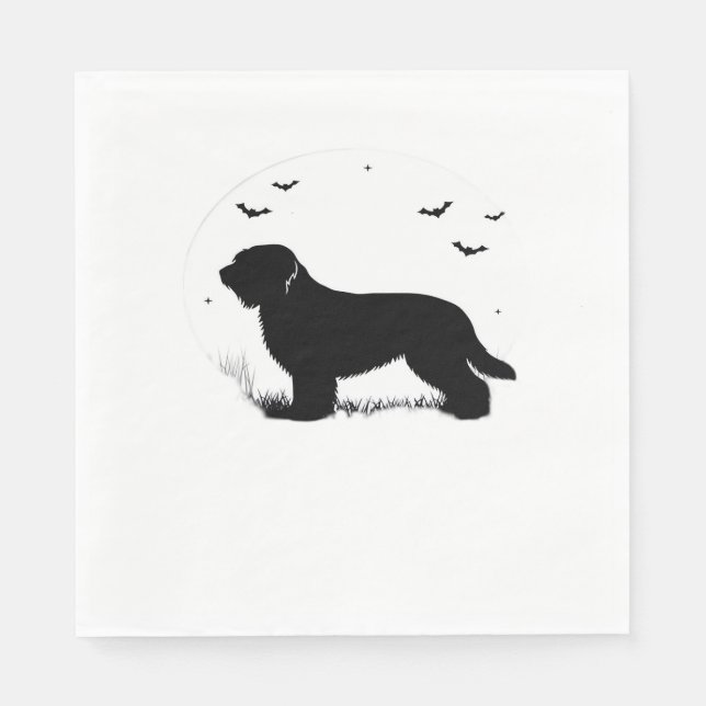 Servilleta De Papel Briard Dog - Silueta Luna de Halloween sobredimens (Anverso)
