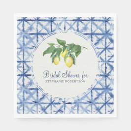 Servilleta De Papel Bridal Luncheon Citrus Lemon Leaf Foliage Shibori