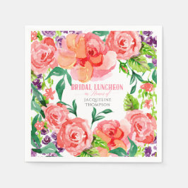 Servilleta De Papel Bridal Luncheon Watercolor Flores modernas arte Ro