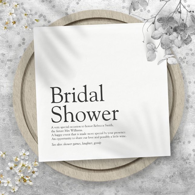Servilleta De Papel Bridal Shower Definition Fun moderno (Bridal Shower Definition Modern Fun Napkins)