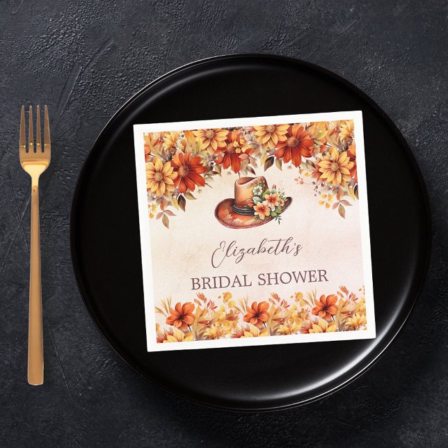 Servilleta De Papel Bridal Shower fall naranja florines cowgirl gorra (Subido por el creador)