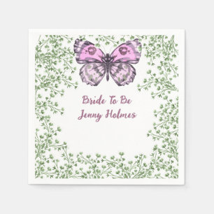 Servilleta De Papel Bridal Shower Pink Butterfly Greeneration