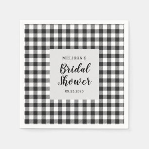 Servilleta De Papel Bridal Shower Plaid Black White Gingham