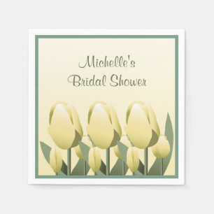 Servilleta De Papel Bridal Shower Spring Tulip Coctail Amarillo