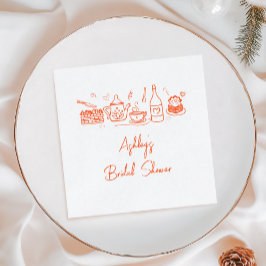 Servilleta De Papel Bridal Shower Tea Tema de Whimsical Doodle