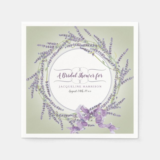 Servilleta De Papel Bridal Shower Watercolour Lavender Arte (Anverso)