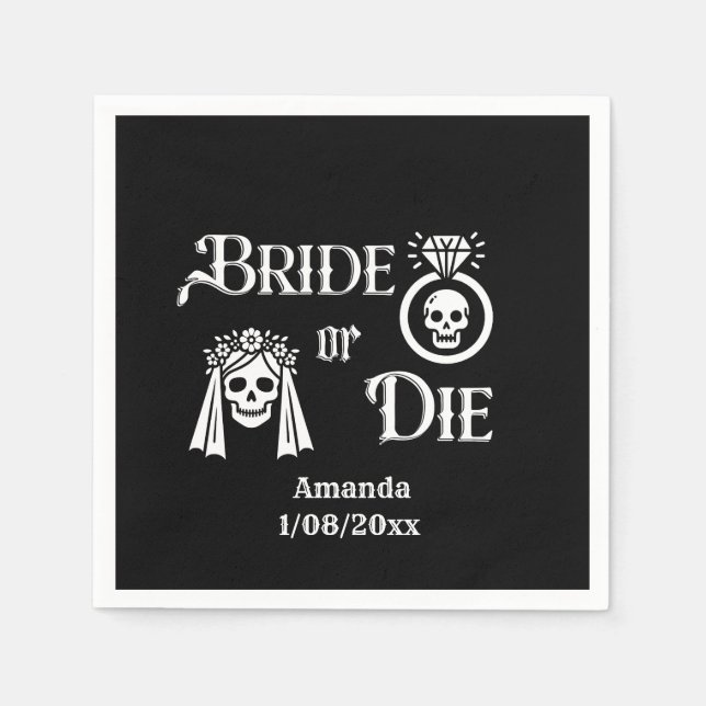 Servilleta De Papel bride or die gothic black and white (Anverso)