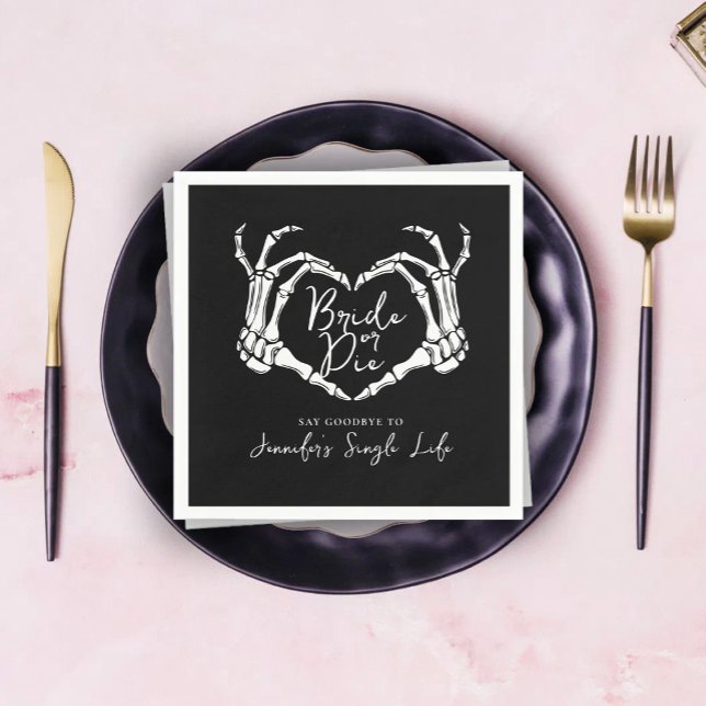 Servilleta De Papel Bride or Die Skeleton Heart Bachelorette Party (Subido por el creador)