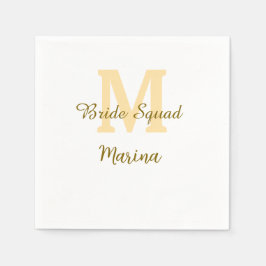 Servilleta De Papel Bride squad monogram golden bridal shower simple 