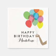 Bright Balloons Personalizadas Napkins Happy Birth