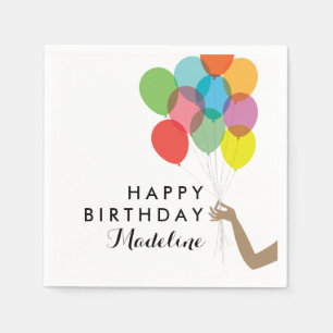 Servilleta De Papel Bright Balloons Personalizadas Napkins Happy Birth