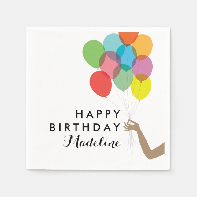 Servilleta De Papel Bright Balloons Personalizadas Napkins Happy Birth (Anverso)