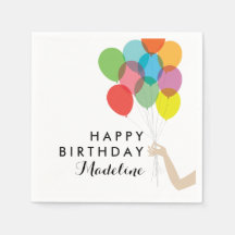 Bright Balloons Personalizadas Napkins Happy Birth