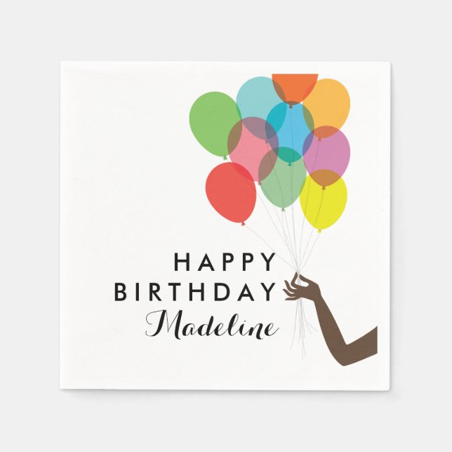 Servilleta De Papel Bright Balloons Personalizadas Napkins Happy Birth (Anverso)