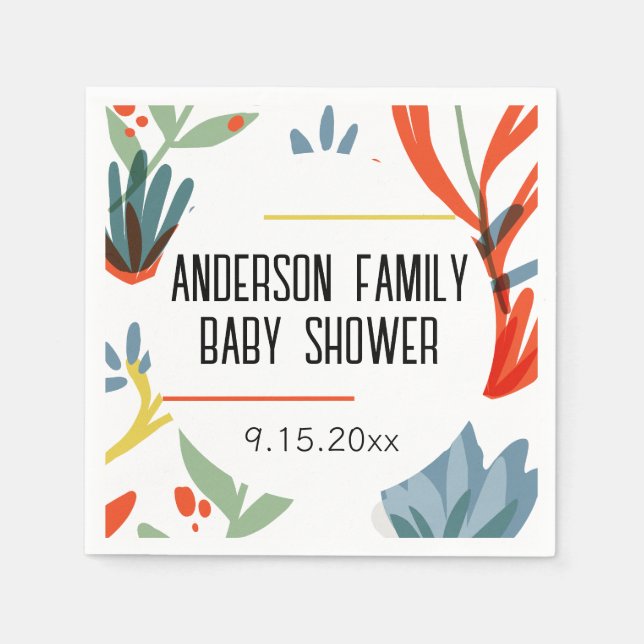 Servilleta De Papel Bright Botanicals Baby Shower (Anverso)