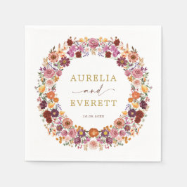 Servilleta De Papel Bright Fall Wildflower Garden Wreath Boda