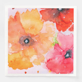 Servilleta De Papel Bright Floral Watercolor Napkin