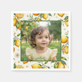Servilleta De Papel Bright Lemon Birthday Photo Yellow Citrus Party