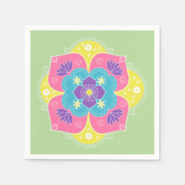 Servilleta De Papel Bright Pastel Lotus Rangoli