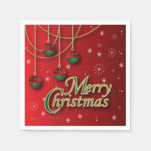 Servilleta De Papel Bright Red Merry Christmas