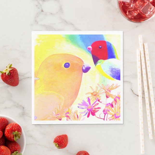 Servilleta De Papel Bright Tie-Dye Birds (In situ)