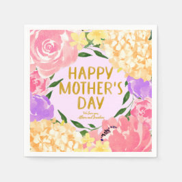 Servilleta De Papel Brillante Colorido Floral Feliz Día de la Madre