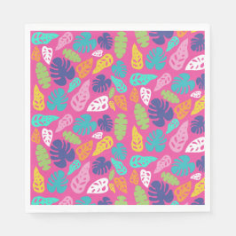 Servilleta De Papel Brillante Colorido Patrón de hojas tropicales de v