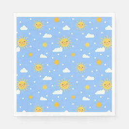 Servilleta De Papel Brillante Feliz Sol Amarillo Y Nubes