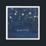 Servilleta De Papel Brillante Fiesta Celestial Whimsical Starry de Oro<br><div class="desc">Brillante Fiesta Celestial Whimsical Starry de Oro Azul. Personalizar con cualquier texto. Elementos coincidentes disponibles.</div>
