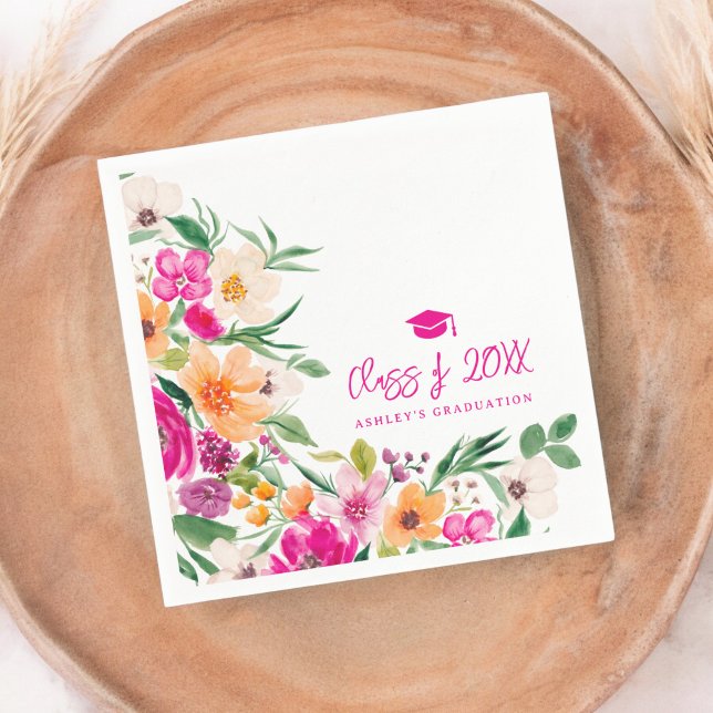 Servilleta De Papel Brillante graduación de flores silvestres en negri (Bright bold wildflowers graduation napkins)