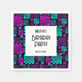 Servilleta De Papel Brillante Neon Geometric Pattern Black Birday