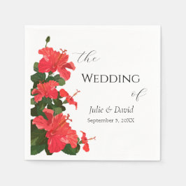 Servilleta De Papel Brillante Red Hibiscus Flower Paper Napkin