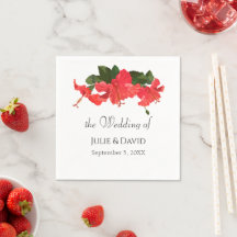 Brillante Red Hibiscus Flower Paper Napkin