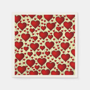 Servilleta De Papel Brillante Red Romantic Hearts Pattern