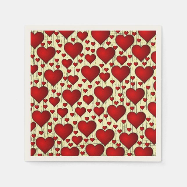 Servilleta De Papel Brillante Red Romantic Hearts Pattern (Anverso)