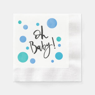 Servilleta De Papel Brillantes Napkins Baby Shower Dot Blue Polka