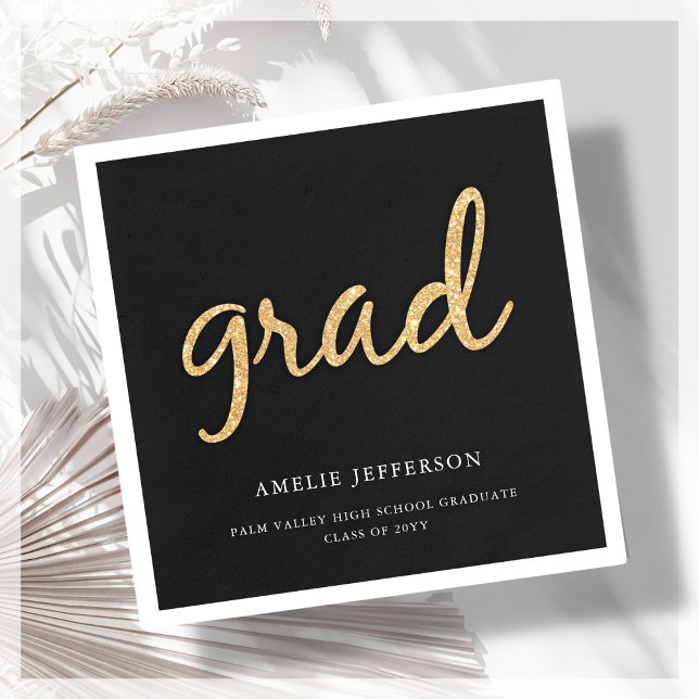 Servilleta De Papel Brillantina dorada | Graduación negra (Subido por el creador)