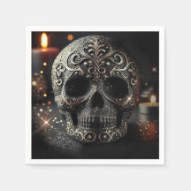 Brillo Negro Glam Sparkle Calavera Gótico