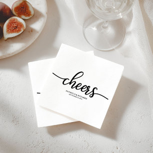 Servilleta De Papel Brindis - Chic Boda Caligrafía en Blanco y Negro