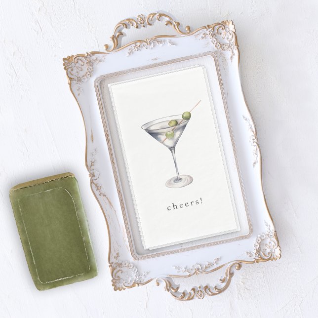 Servilleta De Papel Brindis Cóctel Martini Acuarela (Subido por el creador)