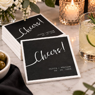 Servilleta De Papel Brindis de boda con letra negra