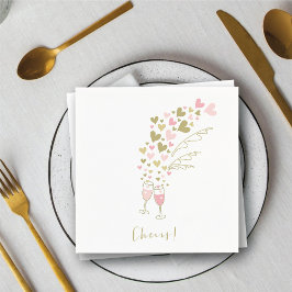 Servilleta De Papel Brindis de champán rosa por compromiso de boda