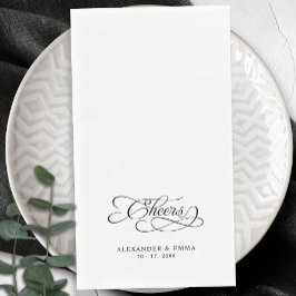 Servilleta De Papel Brindis Elegante Boda Caligrafía Negra y Blanca
