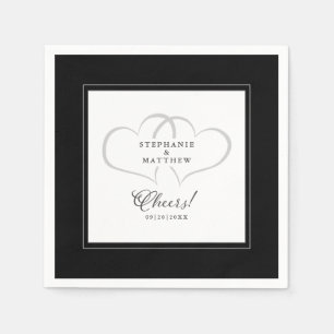 Servilleta De Papel Brindis Elegante Caligrafía de Boda en Blanco y Ne