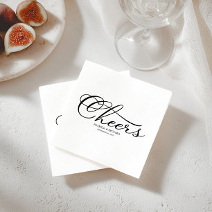 Servilleta De Papel Brindis - Elegante letra en blanco y negro para bo