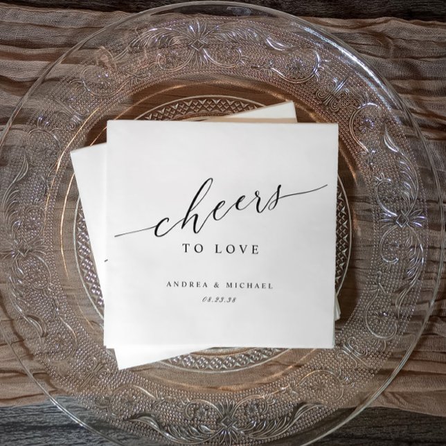 Servilleta De Papel Brindis Elegante para la Boda Cóctel (Wedding napkins - cheers to love (black ink))